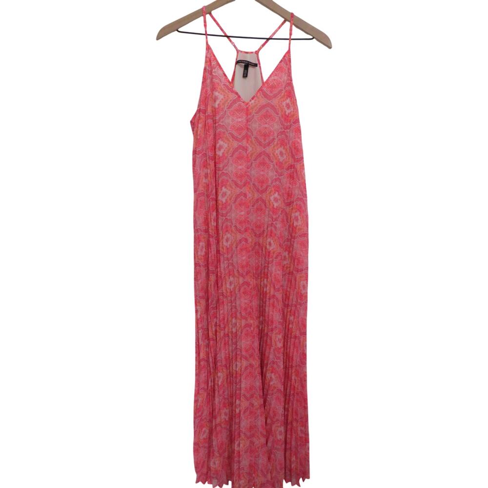 Victoria's Secret Womens Sz L Pink Printed Maxi Dress Strappy V Neck Sundress